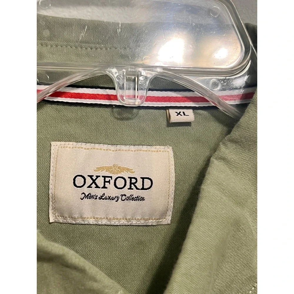 Oxford Mens Luxury Collection Sage Green Button Down Shirt XL Long Sleeve Olive